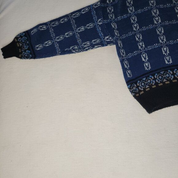 Vtg Gitano Sweater Mens Sz S Blue Knit 80s Aztec Ski Snow Korea Button Retro - Picture 16 of 16